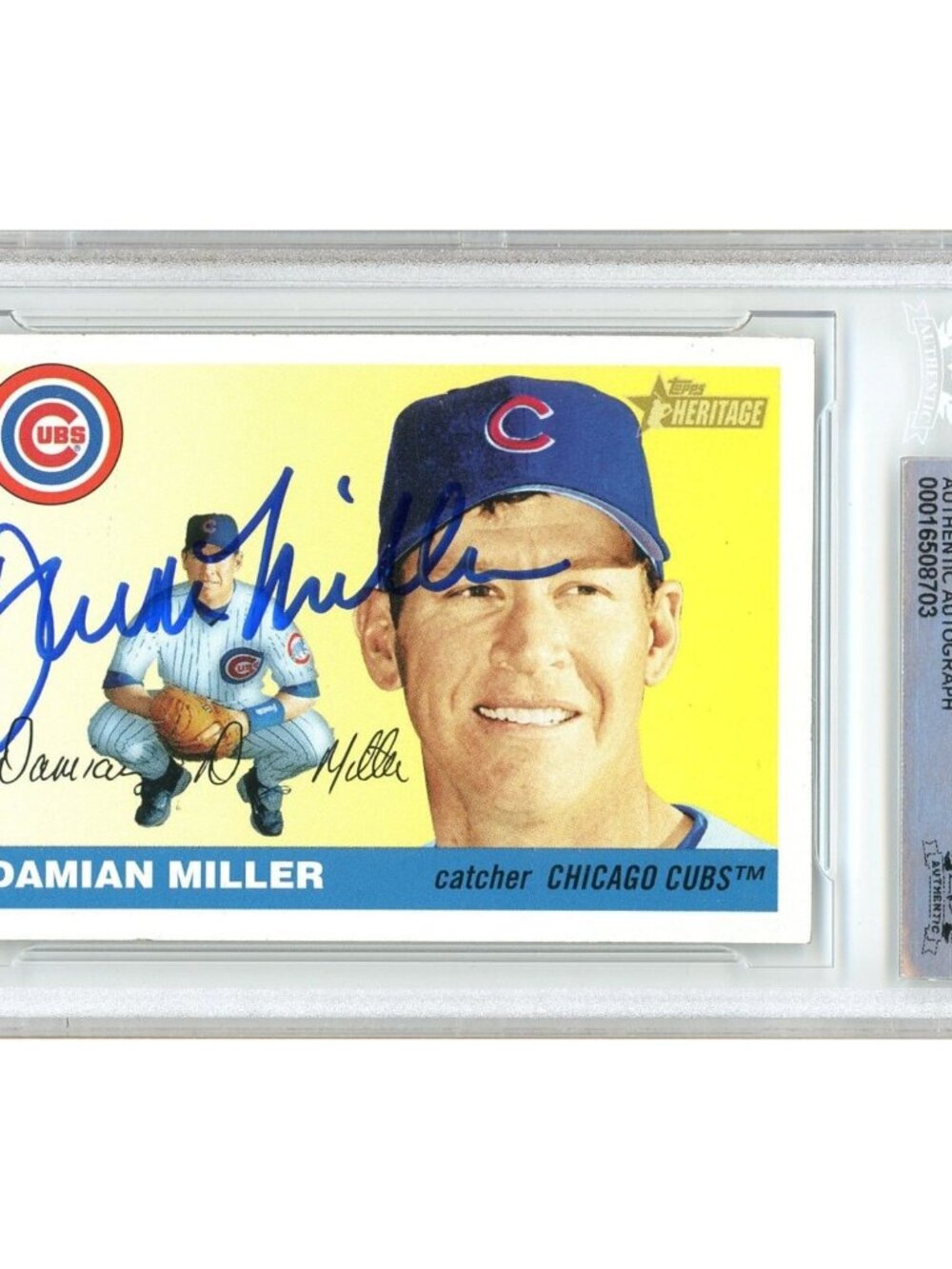 Damian Miller Signed 2004 Topps Heritage #259 Chicago Cubs Beckett BAS Slabbed